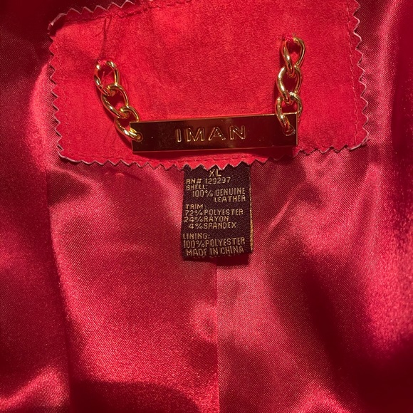 IMAN genuine leather jacket red size XL - Picture 5 of 6